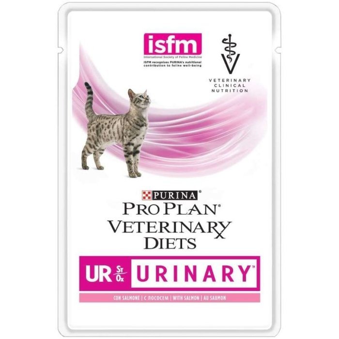 Purina Pro Plan Veterinary Diets UR, корм для кошек при болезнях нижних отделов мочевыводящих путей c лососем, пауч, 85 г