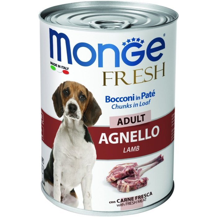Monge Dog Fresh Chunks in Loaf консервы для собак мясной рулет из ягненка 400г