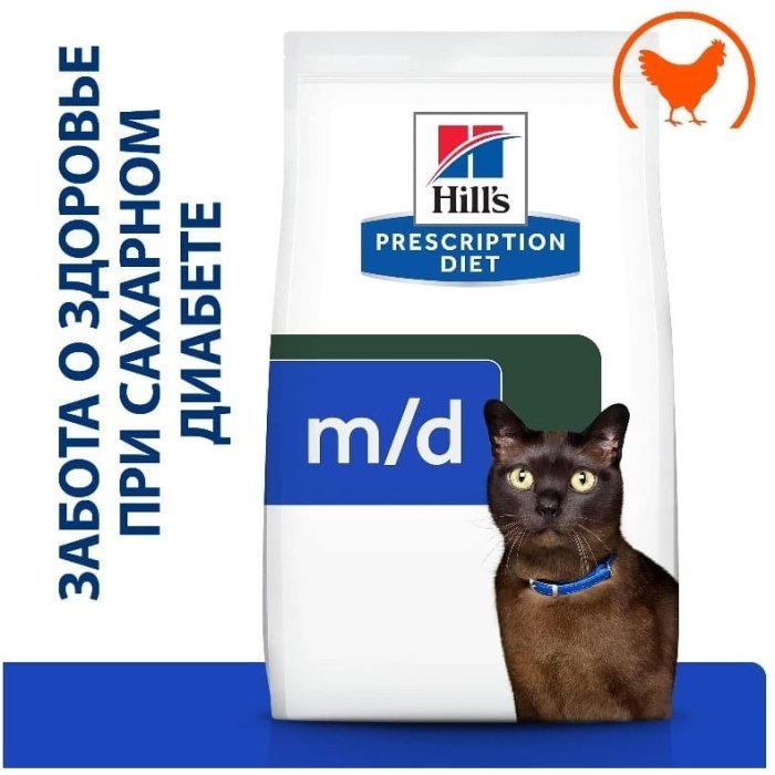 Сухой диетический корм Hill's Prescription Diet m/d для кошек с курицей