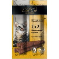 Edel Cat Лакомство жевательные колбаски для кошек, утка с сыром, 4х2 г