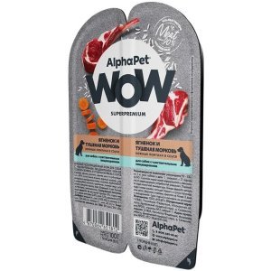 Alphapet WOW влажный корм для собак с чувствительным пищеварением Ягненок и тушеная морковь в соусе, 100г