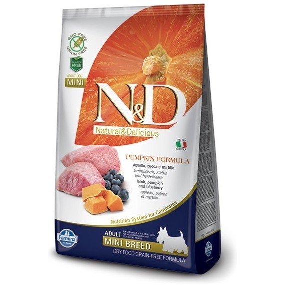Farmina N&D Grain-Free Canine Pumpkin Lamb & Blueberry Adult Mini  беззерновой сухой корм для собак мелких пород