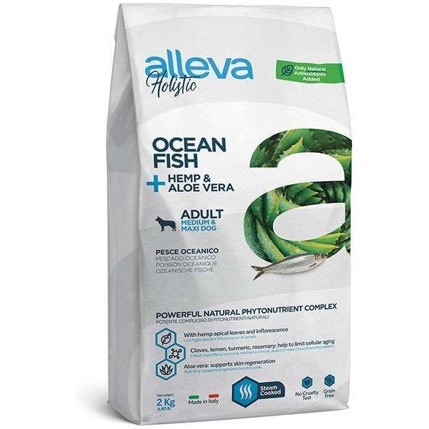 Alleva Holistic Adult Medium/Maxi для собак средних и крупных пород, Океаническая рыба, Конопля и Алое вера