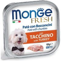 Monge Fresh Pate e Bocconicini con Taccino Нежный паштет с индейкой для собак, 100г
