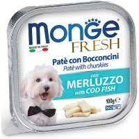 Monge Fresh Pate & Bocconcini con Merluzzo Нежный паштет с треской для собак, 100г