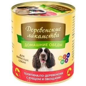 Деревенские лакомства консервы для собак , Телятина, Рубец и Овощи, 240г