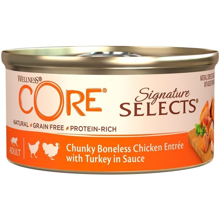 Wellness CORE Signature Selects консервы из курицы с индейкой в виде кусочков в соусе для кошек 79 г