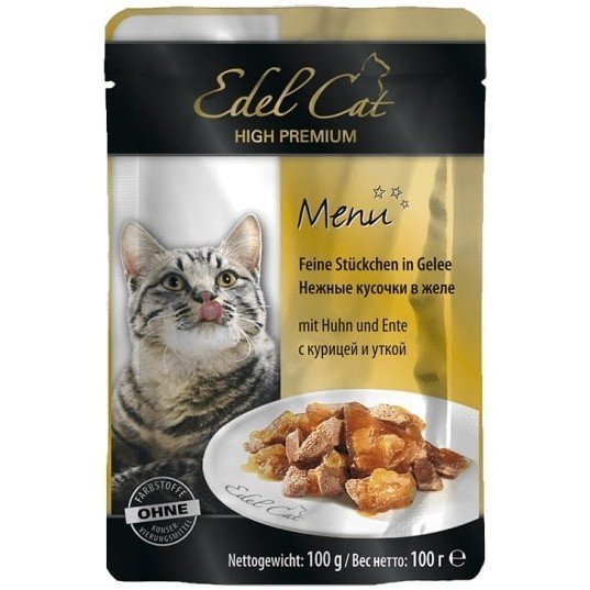 Edel Cat пауч для кошек, курица и утка в желе, 100 г