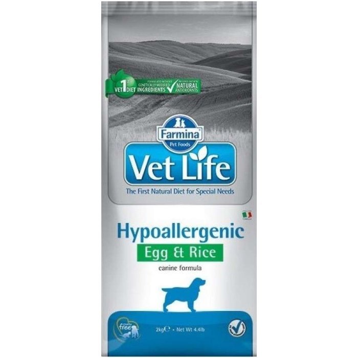 Farmina Vet Life Dog Hypoallergenic диетическое питание для собак при пищевой аллергии, Яйцо, рис