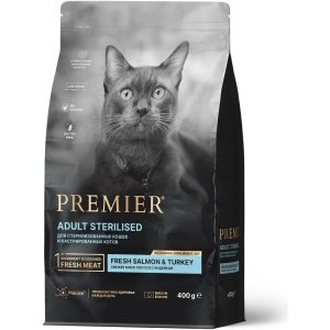 Premier Cat STERILISED корм для стерилизованных кошек Свежее филе лосося с индейкой