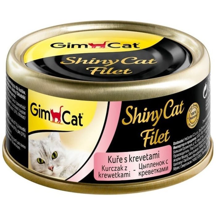 GimCat ShinyCat Filet консервы для кошек из цыпленка с креветками 70 г