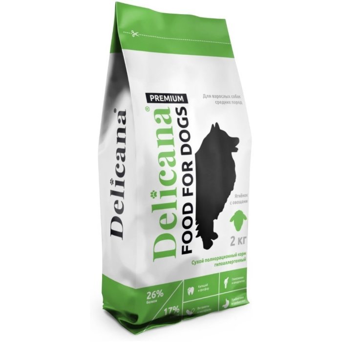 Delicana сухой корм для собак средних пород, Ягнёнок с рисом