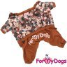 Дождевик ForMyDogs для собак "Цветы" коричневый  на девочек