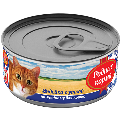 Родные корма Консервы для кошек «индейка с уткой по-уездному», с профилактикой МКБ