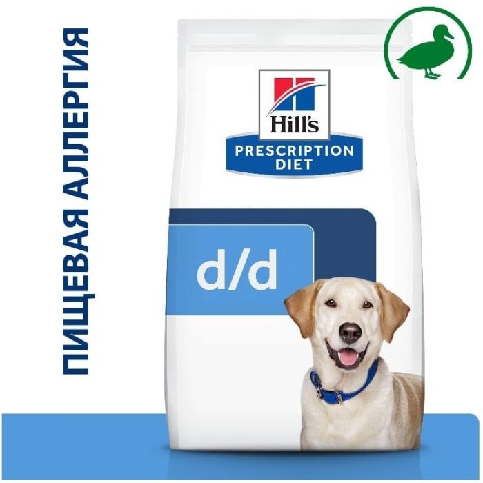 Сухой диетический корм для собак Hill's Prescription Diet d/d Food Sensitivities при аллергии, заболеваниях кожи и неблагоприятной реакции на пищу, с уткой и рисом