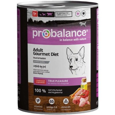 ProBalance Gourmet Diet консервы для привередливых собак, Телятина и Кролик, 850г