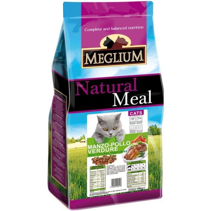 Сухой корм Meglium для кошек с говядиной, курицей и овощами
