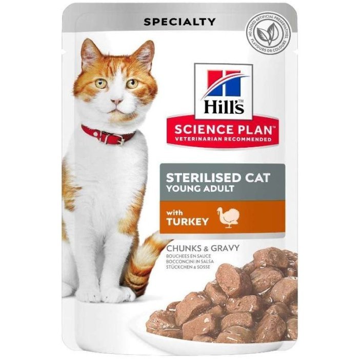 Hill's Science Plan Sterilised Cat влажный корм для кошек и котят от 6 месяцев с индейкой 85 г