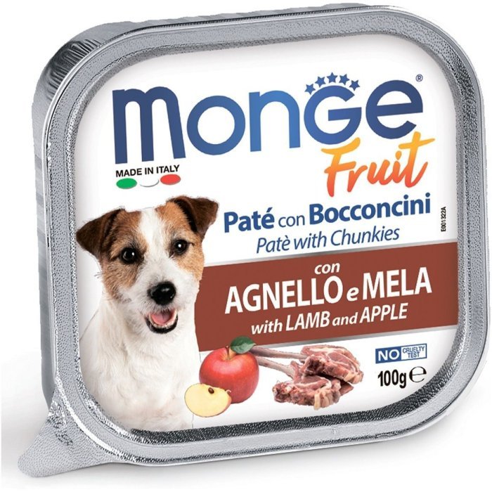 Monge Dog PATE & CHUNKIES with Lamb & Apple (Нежный паштет из ягненка с яблоком) 100 г