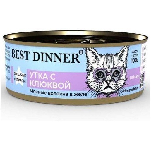 Best Dinner Exclusive Vet Profi Urinary Утка с клюквой для кастрированных котов и стерилизованных кошек, 100г
