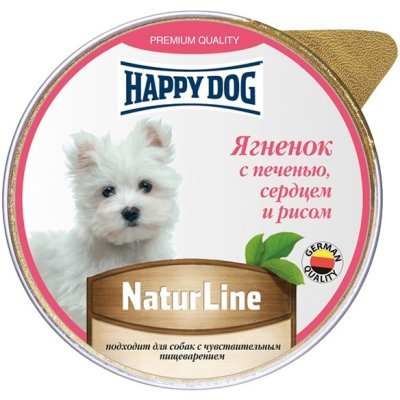 Happy Dog Natur line Консервы для собак Ягненок с печенью, сердцем и рисом паштет, 125 г