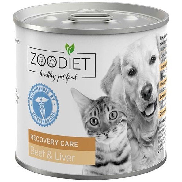 Zoodiet восстановительный уход для кошек и собак с Говядиной и Печенью 240г