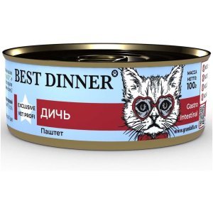 Best Dinner Exclusive Vet Profi GastroIntestinal для кошек с чувствительным пищеварением, Дичь, 100г