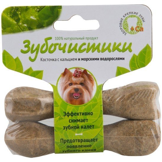 Зубочистики Косточка жевательная Морские водоросли для собак мелких пород  до 10 кг набор 2шт купить в Новосибирске