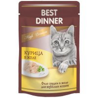 Best Dinner High Premium влажный корм для взрослых кошек Курица в желе, 85г