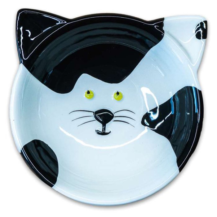 Миска Mr.Kranch керамическая для кошек Мордочка кошки черно-белая 120 мл