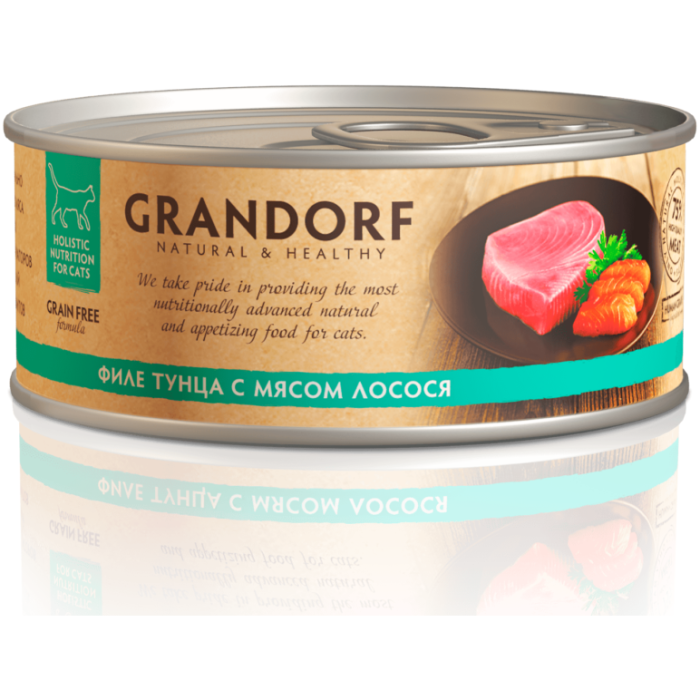 Grandorf Консервы для кошек Филе тунца с лососем в собственном соку
