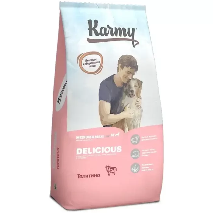 KARMY Delicious Medium & Maxi Телятина. Сухой корм для привередливых собак средних и крупных пород.