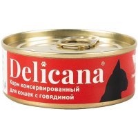 Delicana Влажный корм для взрослых кошек с Говядиной, 100г