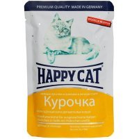 Happy Cat нежные кусочки в соусе Курочка, 100 г 