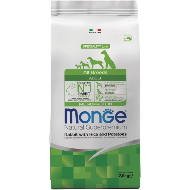 Monge Dog Speciality корм для собак всех пород кролик с рисом и картофелем