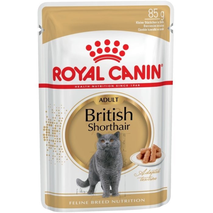 Royal Canin British Shorthair Adult (gravy) паучи кусочки в соусе для Британской короткошерстной кошки старше 12 месяцев