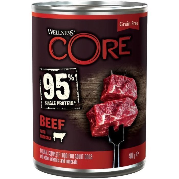 Wellness CORE 95 консервы из говядины с брокколи для взрослых собак 400 г