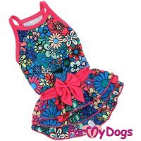 Платье ForMyDogs для собак "Ромашки" синее