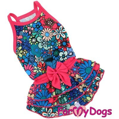 Платье ForMyDogs для собак &quot;Ромашки&quot; синее
