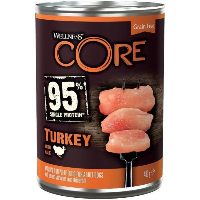 Wellness CORE 95 консервы из индейки с капустой для взрослых собак 400 г