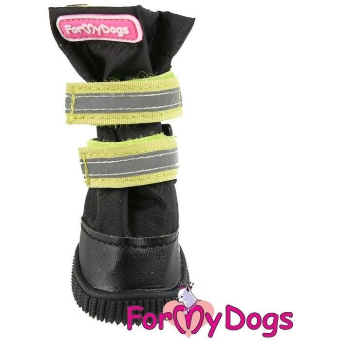 ForMyDogs Сапоги для собак с усиленным носком РП черный/лайм