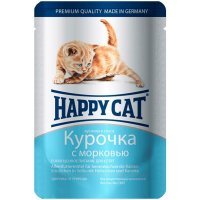 Happy Cat для котят нежные кусочки в соусе Курочка с морковью, 100 г 