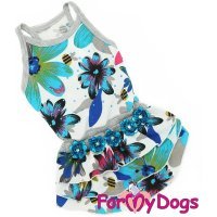 Платье ForMyDogs для собак "Цветы" голубое