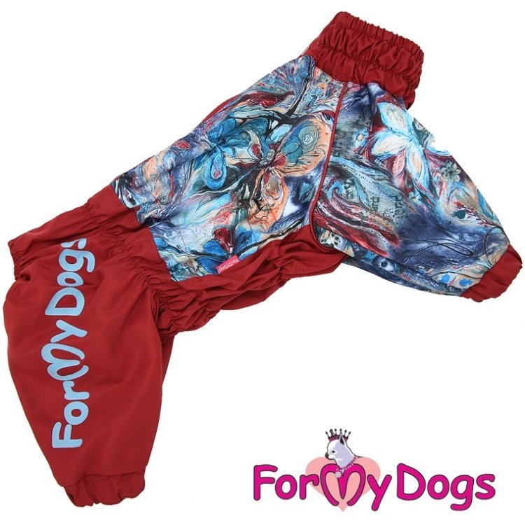 Дождевик ForMyDogs для собак голубой/бордо на девочек