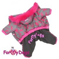 Комбинезон ForMyDogs для собак серо/розовый на девочек