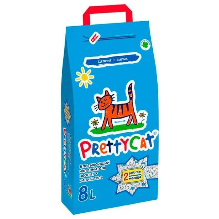 PrettyCat Naturel наполнитель для кошачьего туалета впитывающий цеолит + силикагель 4кг (8л)