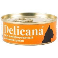 Delicana Влажный корм для взрослых кошек с Уткой, 100г