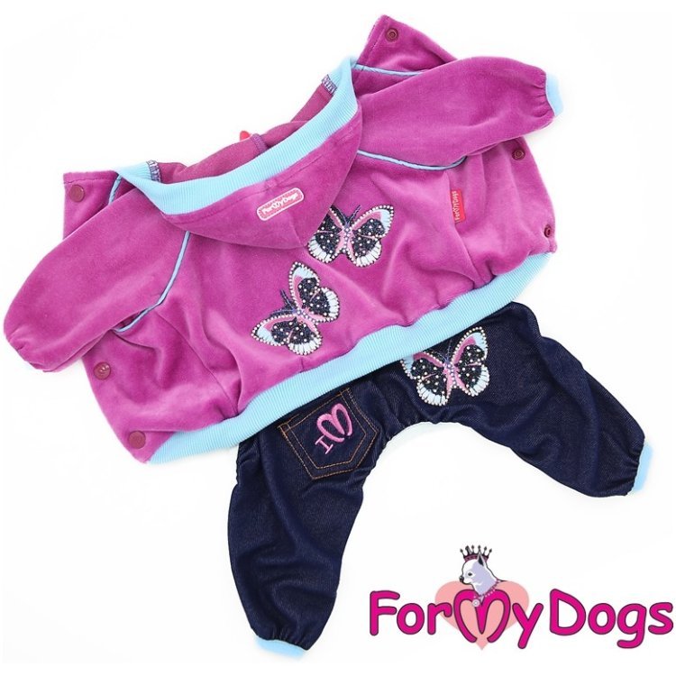 Костюм ForMyDogs для собак "Бабочки" велюровый розовый