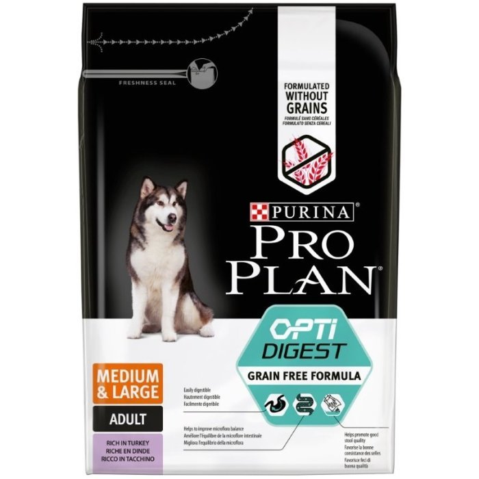 Purina Pro Plan Optidigest Grain Free Formula для взрослых собак с чувствительным пищеварением, с высоким содержанием индейки