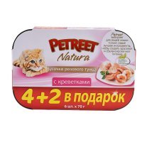 Petreet Multipack кусочки розового тунца с креветками 4+2 в ПОДАРОК